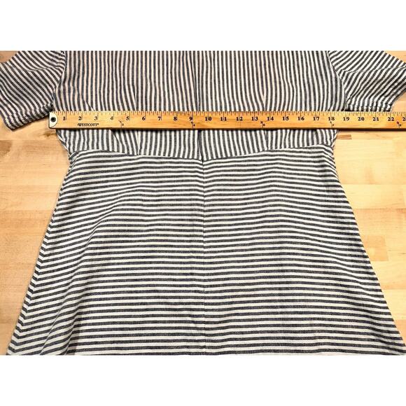 Lands’ End Casual Linen-Blend Dress Womens Size 8 Blue White Stripe Beachy Coast - Picture 5 of 6